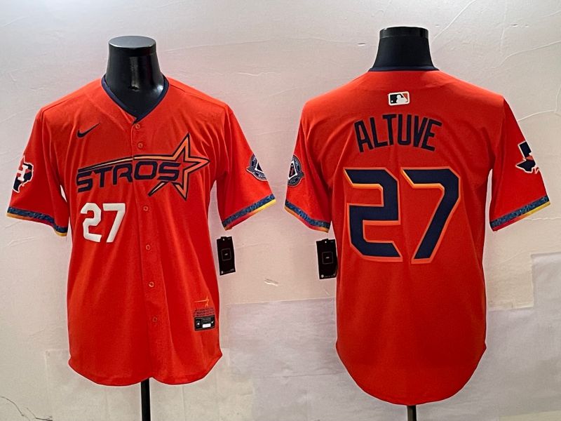 Men Houston Astros #27 Altuve Orange Five generation Joint Name Nike 2025 MLB Jersey style 2->houston astros->MLB Jersey